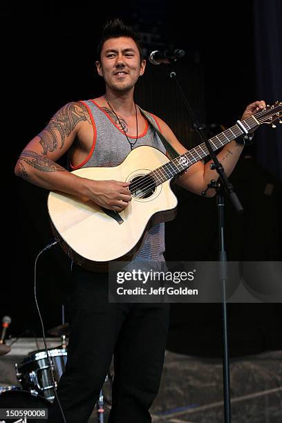 Justin Young performs at The Greek Theatre on August 19, 2012 in Los Angeles, California.