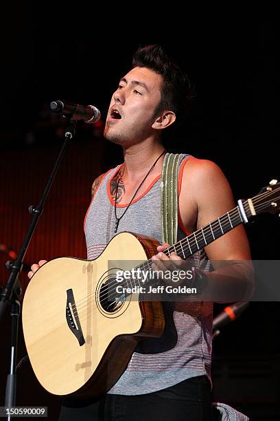 Justin Young performs at The Greek Theatre on August 19, 2012 in Los Angeles, California.