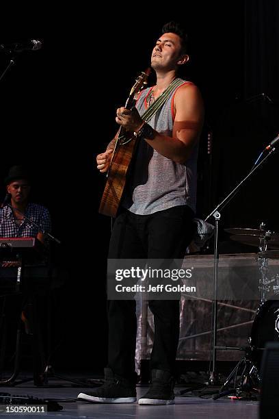 Justin Young performs at The Greek Theatre on August 19, 2012 in Los Angeles, California.