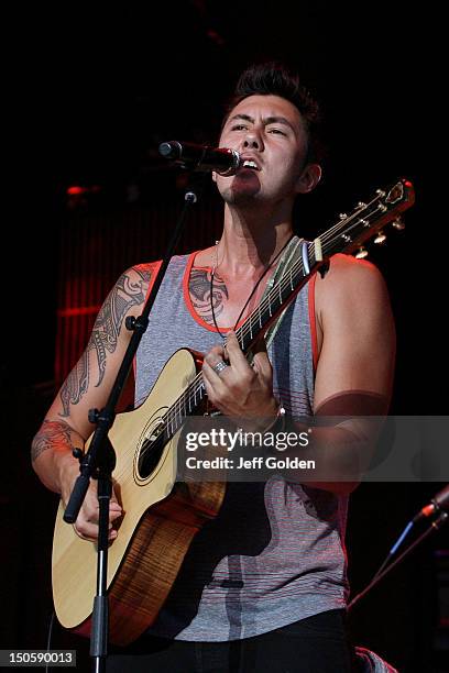 Justin Young performs at The Greek Theatre on August 19, 2012 in Los Angeles, California.