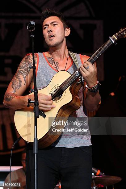 Justin Young performs at The Greek Theatre on August 19, 2012 in Los Angeles, California.