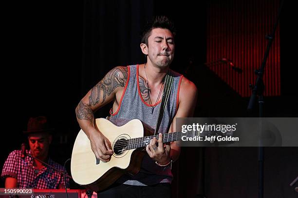 Justin Young performs at The Greek Theatre on August 19, 2012 in Los Angeles, California.