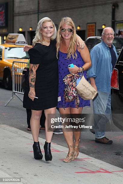 Singer Ellie King and Mom London King depart "Late Show with David Letterman" at Ed Sullivan Theater on August 22, 2012 in New York City.