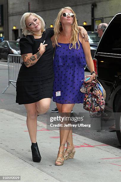 Singer Ellie King and Mom London King depart "Late Show with David Letterman" at Ed Sullivan Theater on August 22, 2012 in New York City.