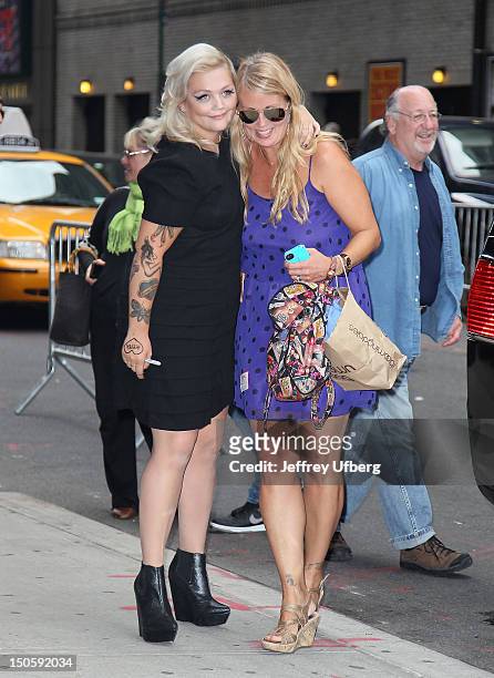 Singer Ellie King and Mom London King depart "Late Show with David Letterman" at Ed Sullivan Theater on August 22, 2012 in New York City.