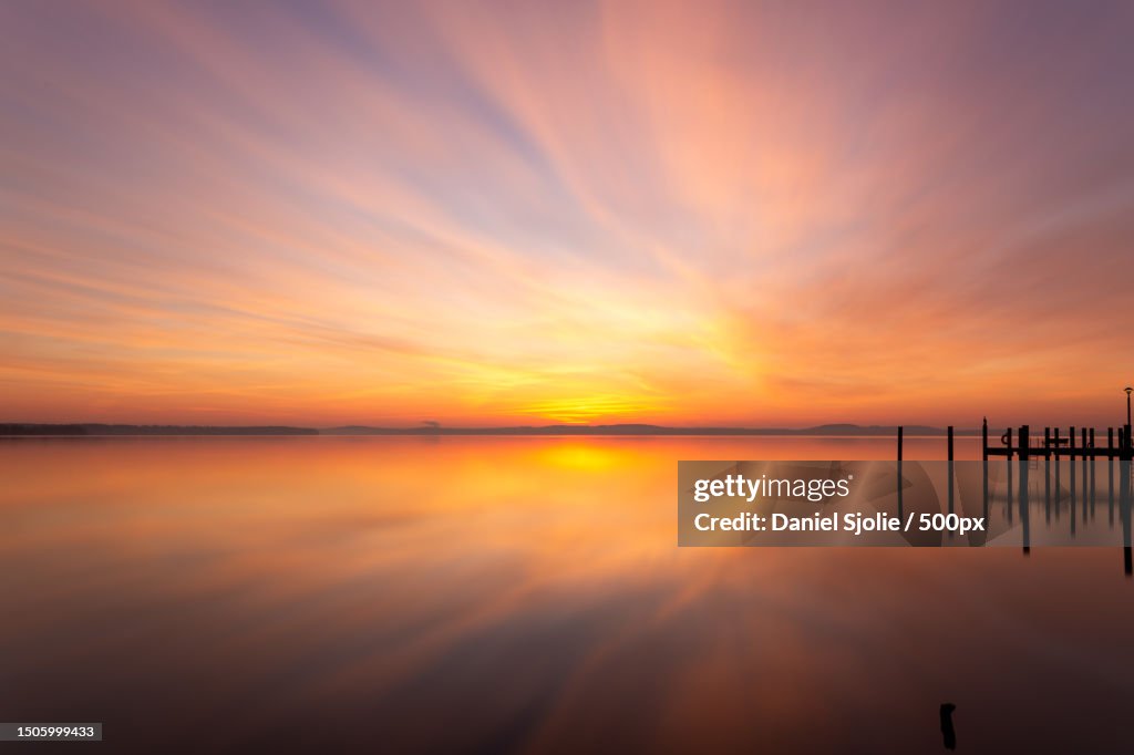 Scenic view of sea against sky during sunset,Havre De Grace,Maryland,United States,USA