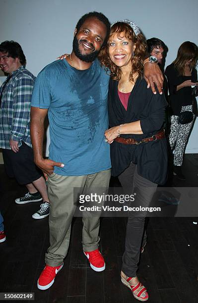 Musician Selema Masakela and his mother Jesse La Pierre attend the screening of "Alekesam" at Sonos Studio on August 22, 2012 in Los Angeles,...