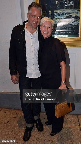 Travis Aaron McNabb Drummer Sugarland and wife Cristy McNabb attend the "The Ringmaster General" premiere at the Belcourt Theater on August 22, 2012...