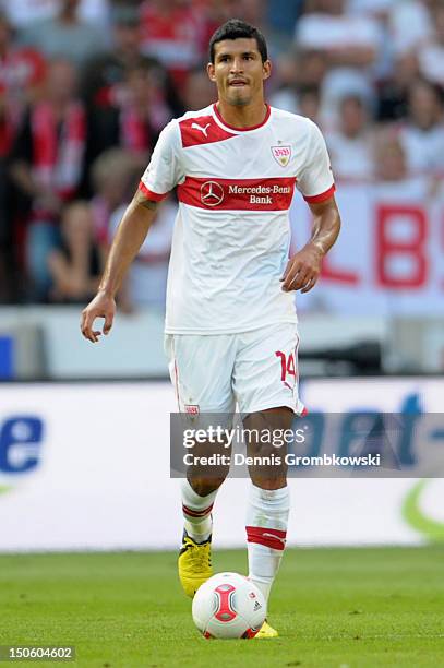 Francisco Rodriguez of Stuttgart controls the ball during the UEFA Europa League Qualifying Play-Off match between VfB Stuttgart and FC Dynamo Moscow...