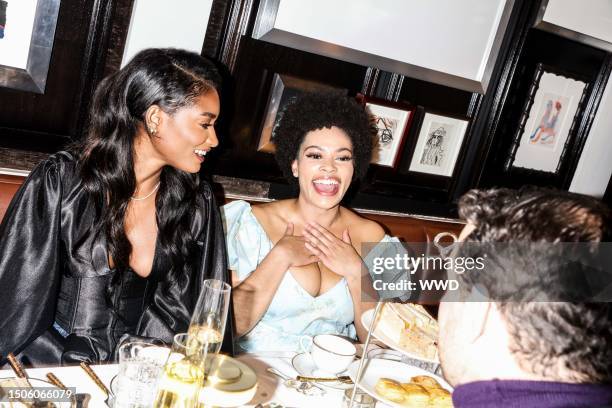 Melodie Monrose and Kayla Holliday attend 50 years of Manolo Blahnik virtual exhibit event at Dowlings at the Carlyle on November 17, 2021 in New...