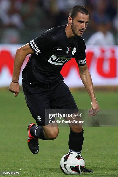 Leonardo Bonucci of FC Juventus in action during the pre-season friendly match between FC Juventus and Malaga CF at Stadio Arechi on August 4, 2012...