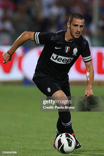 Leonardo Bonucci of FC Juventus in action during the pre-season friendly match between FC Juventus and Malaga CF at Stadio Arechi on August 4, 2012...