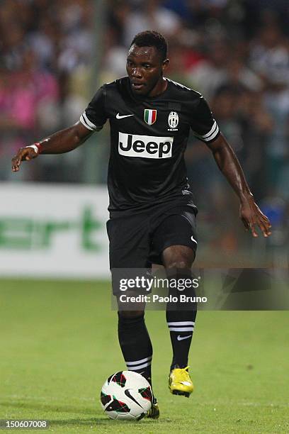 Kwdawdo Asamoah of FC Juventus in action during the pre-season friendly match between FC Juventus and Malaga CF at Stadio Arechi on August 4, 2012 in...