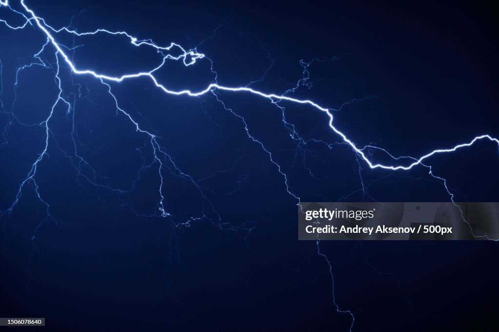 Low angle view of lightning in sky at night,Volgograd,Volgograd Oblast,Russia