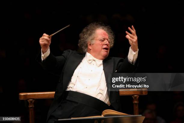 James Levine leading the Boston Symphony Orchestra at Carnegie Hall on Monday night, February 1, 2010.This image;James Levine leading the Boston...
