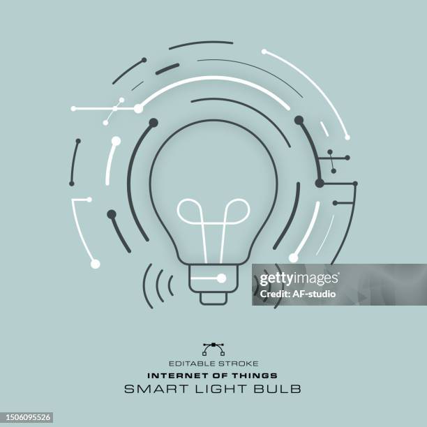 light bulb - editable stroke - digital solution stock illustrations