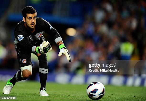 Adam Federici of Reading in action during the Barclays Premier League match between Chelsea and Reading at Stamford Bridge on August 22, 2012 in...