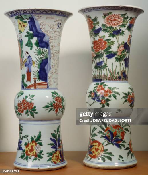 Gu Form Famille Vert Glazed Porcelain Vase Gu Form Famille Vert Glazed Porcelain Vase