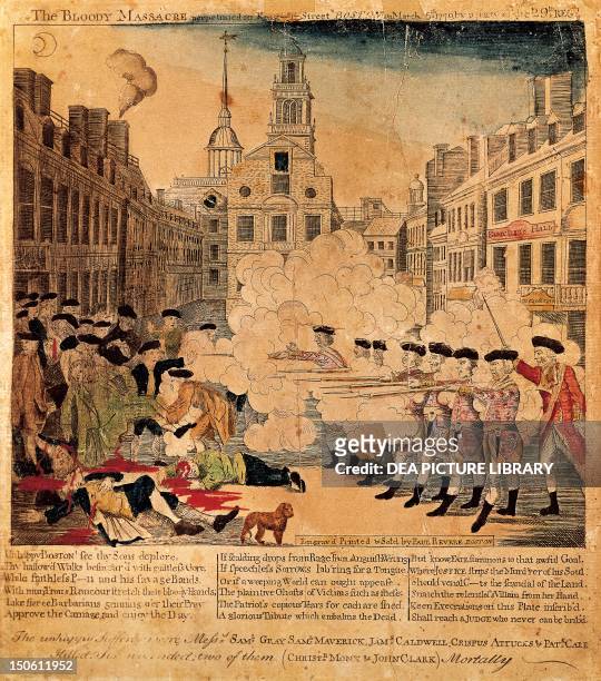 The Boston Massacre, March 5 by Paul Revere , engraving. The United States, 18th century.