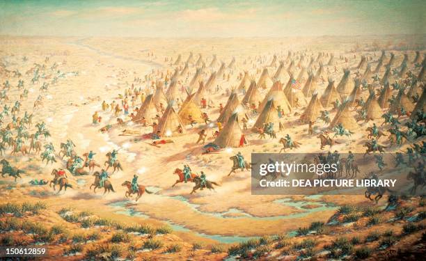 Sand Creek Massacre, November 29 by Robert Lindneux. Native American Wars, United States, 19th century.