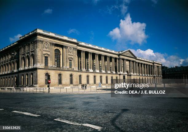 The Colonnade of the facade of the Louvre in Paris, France, by architect Claude Perrault.