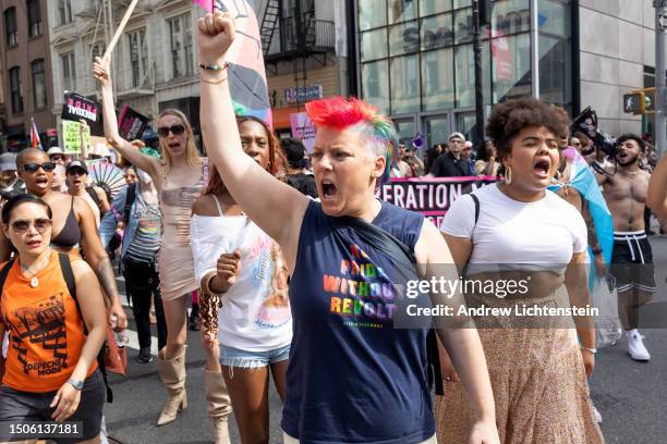 The annual Queer Liberation March walks through downtown as a political alternative to the better known Gay Pride Parade held on the same day, June...