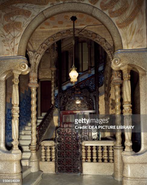 The Vestibule of Casa Calvet, Barcelona, by architect Antoni Gaudi. Spain, 19th century.