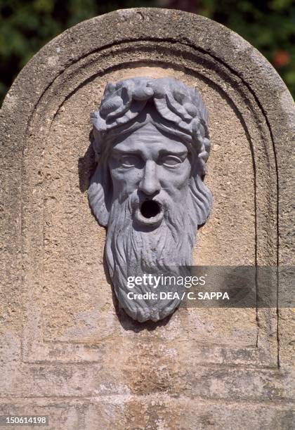 Fountain, Chateau de Terral, Saint-Jean-de-Vedas, Languedoc-Roussillon. Detail. France.