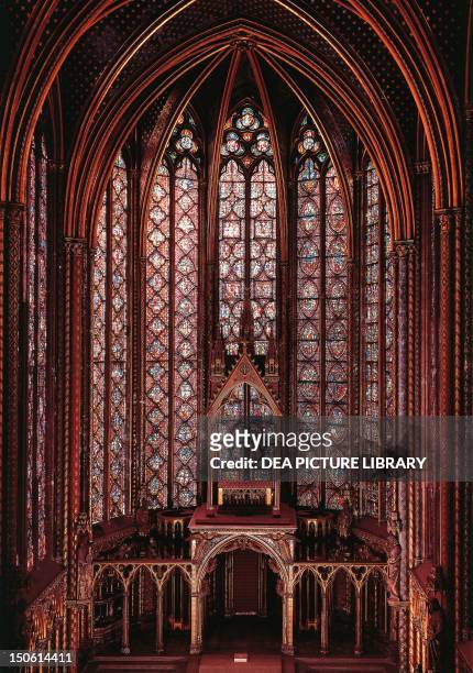 Interior of Sainte Chapelle, Paris. France, 13th century.