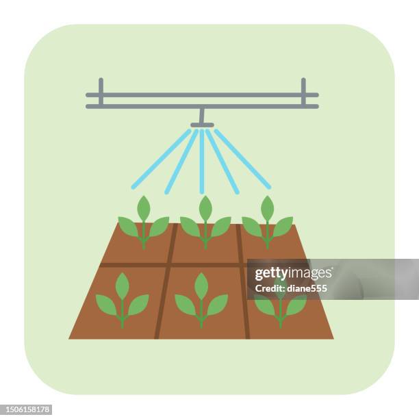 hydroponics - agriculture icon in flat colors on a green background - hydroponic stock illustrations