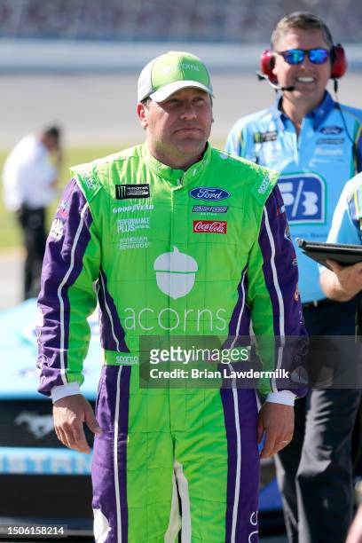 Ryan Newman, driver of the Acorns Ford, walks the grid during qualifying for the Monster Energy NASCAR Cup Series GEICO 500 at Talladega...