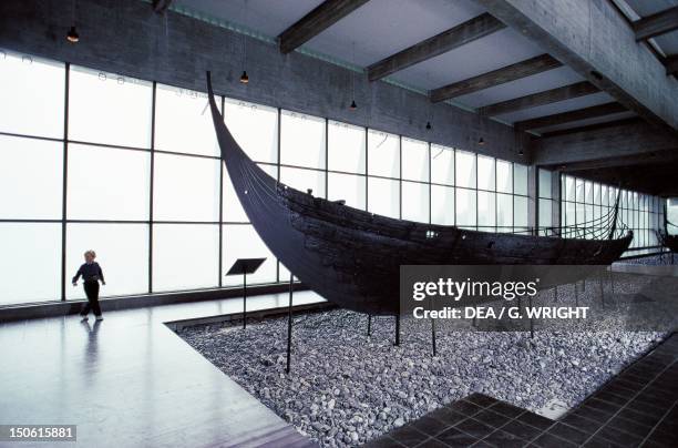 Viking ship at the viking ship museum in Roskilde, Denmark. Viking Civilization, 8th-11th century.
