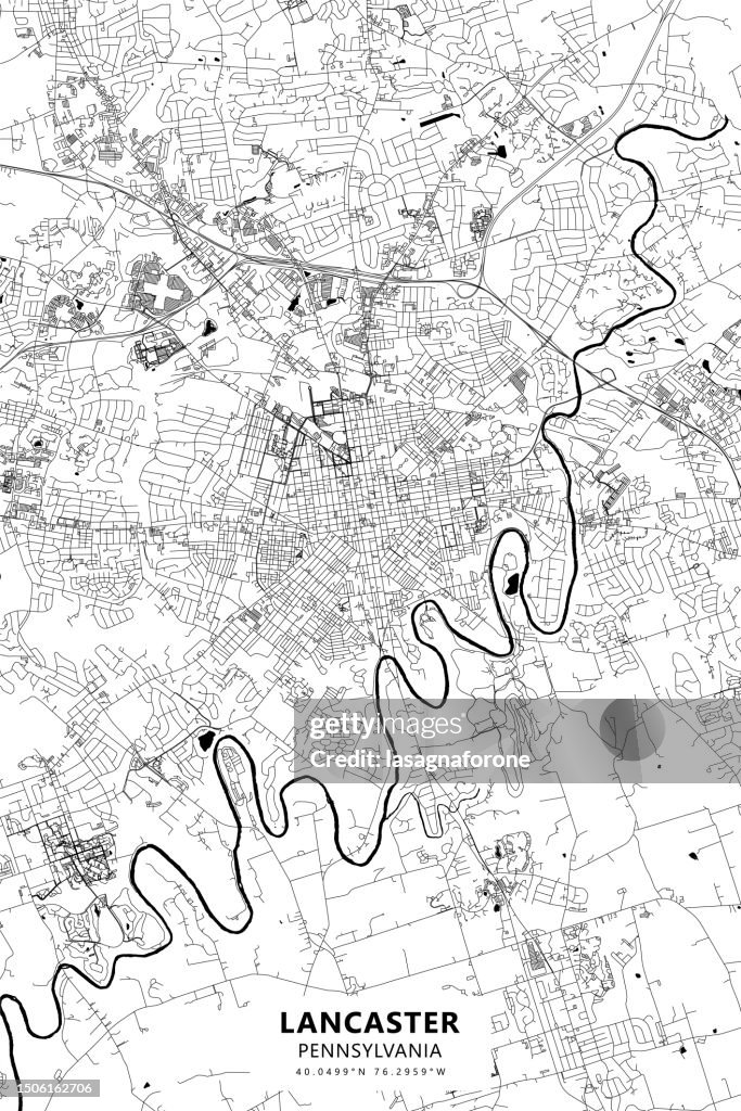 Lancaster, Pennsylvania, USA Vector Map