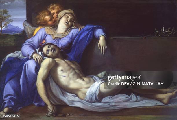 Pieta with two angels, 1601-1602, by Annibale Carracci . Oil on canvas, 43x62.5 cm.