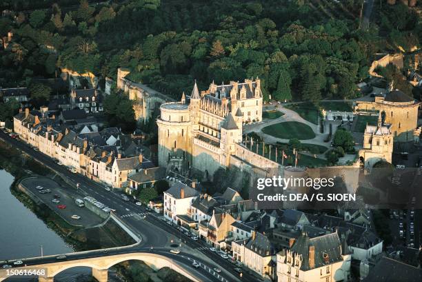 View of Chateau d'Amboise in France, 13th century, Loire Valley . France.