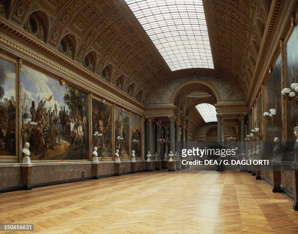 Gallery of staged battles princes' old apartments, Palace of Versailles . France, 19th century.