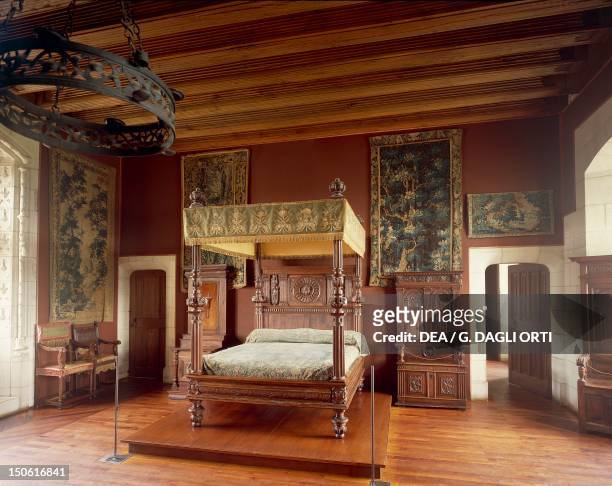 King Henry II of France's bedchamber, Chateau d'Amboise, Loire Valley . France, 16th century.