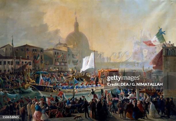 Victor Emmanuel II arriving in Venice, by Christmas Gavagnin . Second War of Independence, Italy, 19th century.
