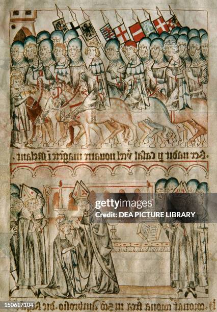 Scene with Henry VII, miniature from Codex Balduini Trevirensis, manuscript, Germany.