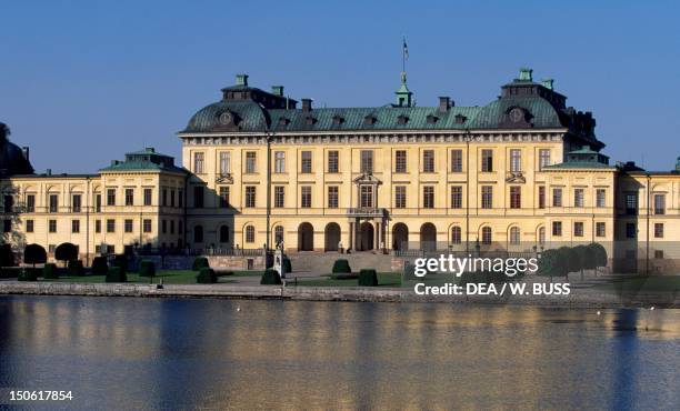 Drottningholm Castle, begun in 1662, by architects Nicodemus Tessin the Elder and Nicodemus Tessin the Younger . Sweden.