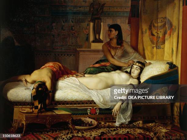 The death of Cleopatra by Jean Andre Rixens , oil on canvas. End of the Ptolemaic Kingdom, Egypt, 1st century BC.