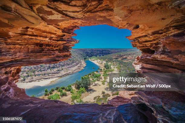 scenic view of rock formations,kalbarri national park,western australia,australia - kalbarri - fotografias e filmes do acervo