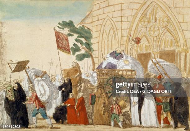 Caricature depicting the departure of the clergy during the French Revolution. France, 18th century.