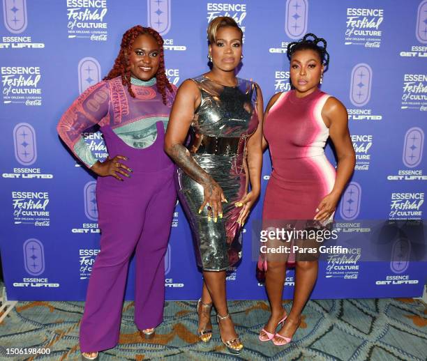 Danielle Brooks, Fantasia Barrino and Taraji P. Henson attend the 2023 ESSENCE Festival Of Culture™ at Ernest N. Morial Convention Center on June 30,...