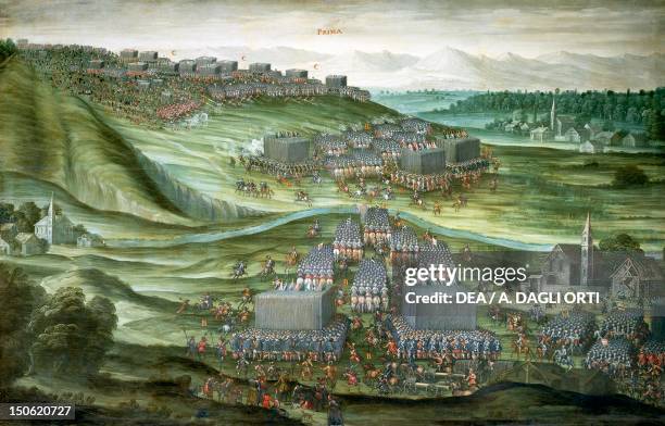 Deployment of the troops in the White Mountain in the first phase of the Battle of White Mountain near Prague on 7-8 November 1620, during the Thirty...