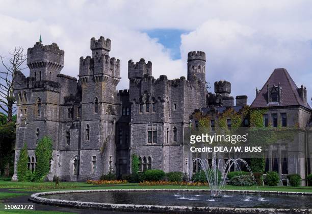 The neo-Gothic Ashford Castle in County Galway. Ireland, 19th century.