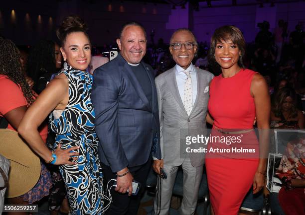 Michelle Miller, Marc Morial, Al Sharpton and Sade Baderinwa attend the 2023 ESSENCE Festival Of Culture™ at Ernest N. Morial Convention Center on...