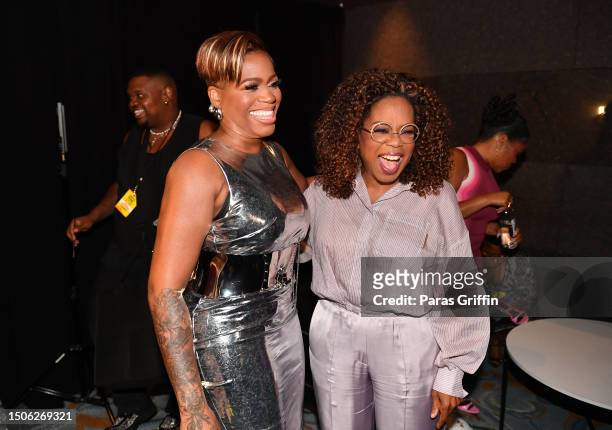 Fantasia Barrino and Oprah Winfrey attend at 'From the Page to the Stage and Beyond: A Discussion of the nearly 40-Year Legacy and Impact of The...