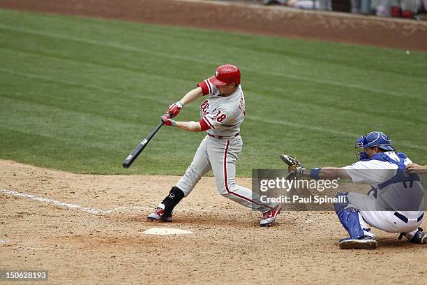 Mike Fontenot of the Philadelphia Phillies during the game against the Los Angeles Dodgers on Wednesday, July 18, 2012 at Dodger Stadium in Los...