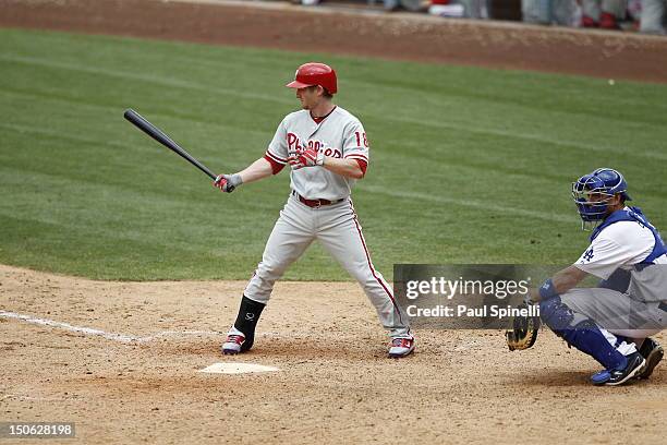 Mike Fontenot of the Philadelphia Phillies during the game against the Los Angeles Dodgers on Wednesday, July 18, 2012 at Dodger Stadium in Los...